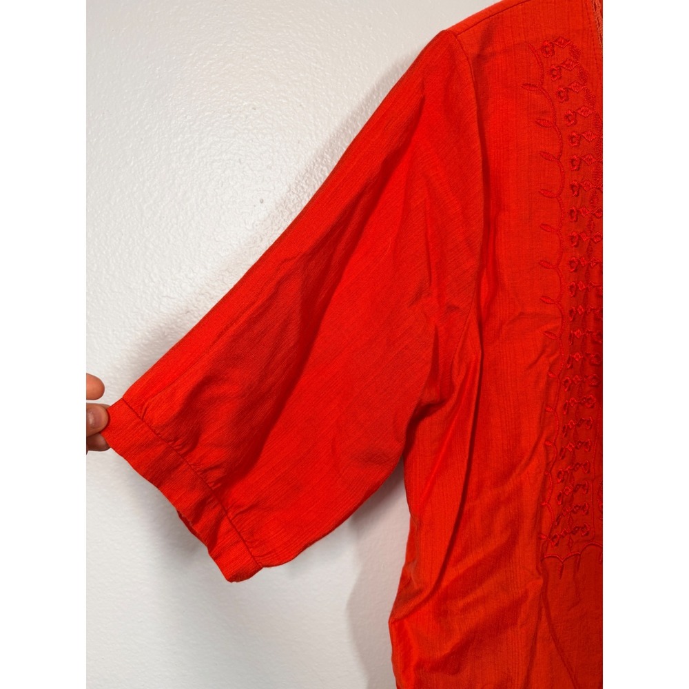Boho Embroidered Blouses Women L Purple Orange Floral Peasant 2 Pack - Picture 7 of 10